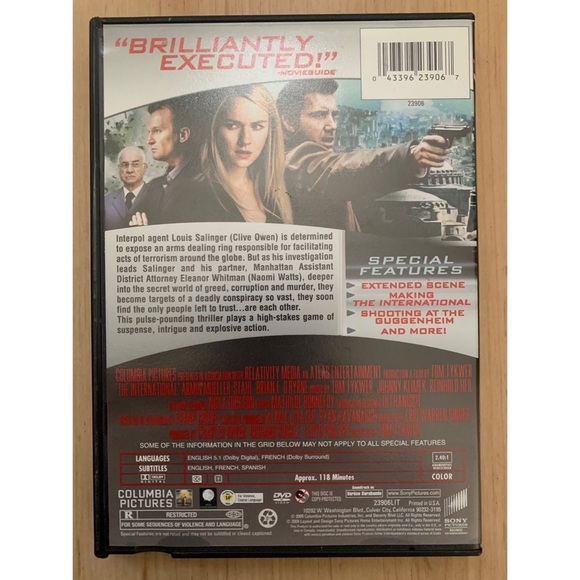 Blockbuster Video Pre-Viewed DVD case & disc, The International - Picture 3 of 5